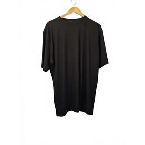 Tulliano Mens Black Rib Knit Crew Neck T-Shirt Short Sleeve Wrinkle Free Fabric